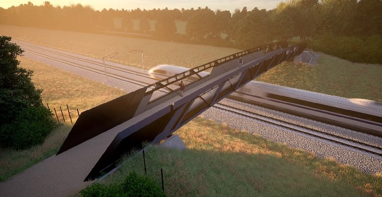 HS2 reveals first rural footbridge design